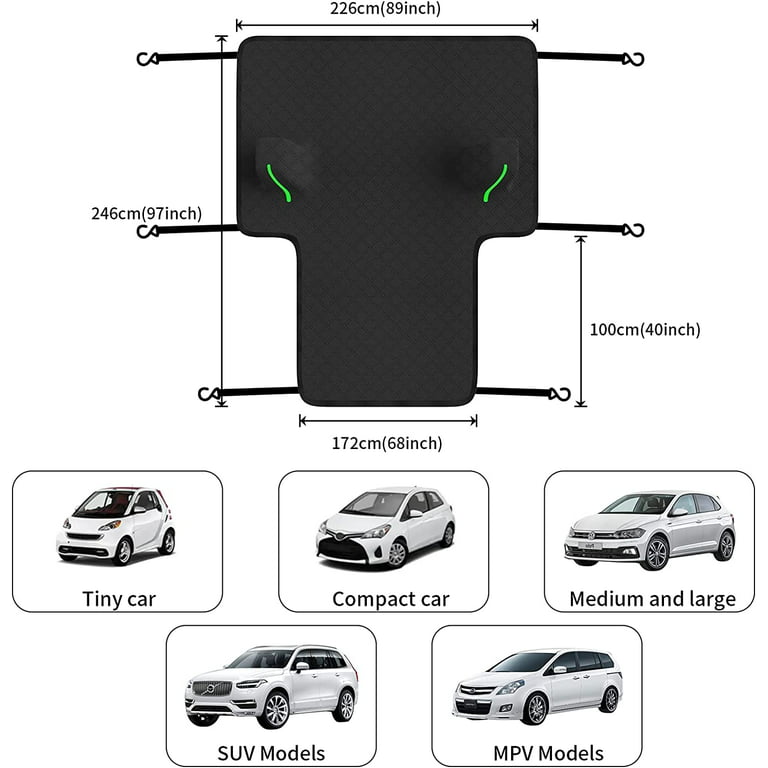 Uervoton Windshield Cover for Ice and Snow, Overall Upgrade Advanced Materials Car Windshield Snow Cover for Rain, Ice and Frost, Car Hood Wiper