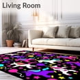 thumbnail image 2 of ODIKA 6'x9' Machine Washable Non-Slip Area Rug, Playful Cartoon Unicorn Parade with Balloons and Confetti High Traffic Rug with Pad, Black, 724025, 2 of 8