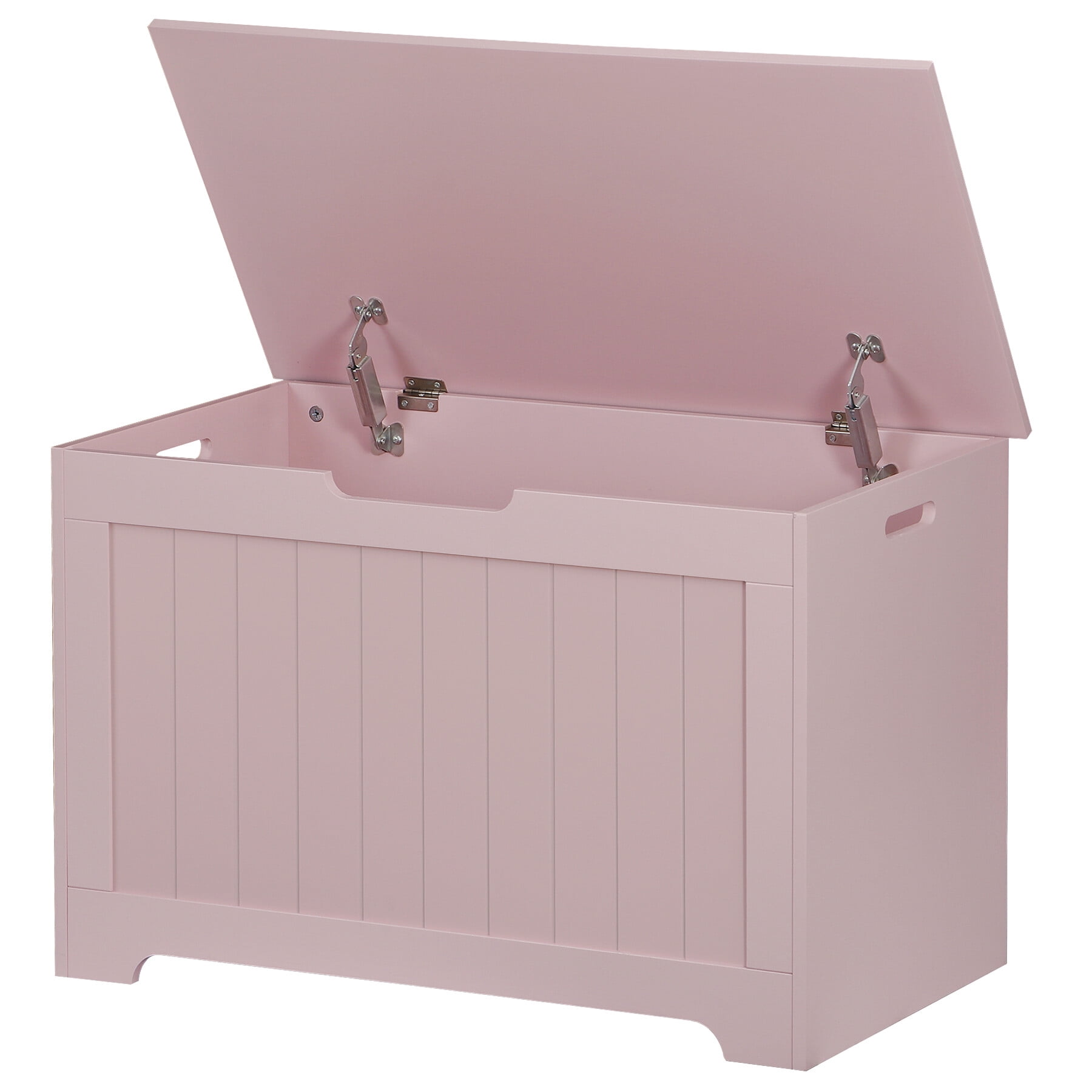 ZENSTYLE Lift Top Entryway Storage Chest/Bench with 2 Safety Hinge, Wooden Toy Box, Pink