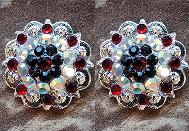 32 Black Siam Ab Crystals Berry Concho Rhinestone Headstall Saddle Tack