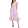 thumbnail image 1 of Vestido midi sin mangas de verano con volantes y tul para fiesta de Inspire Chic, color púrpura claro, 1 of 6