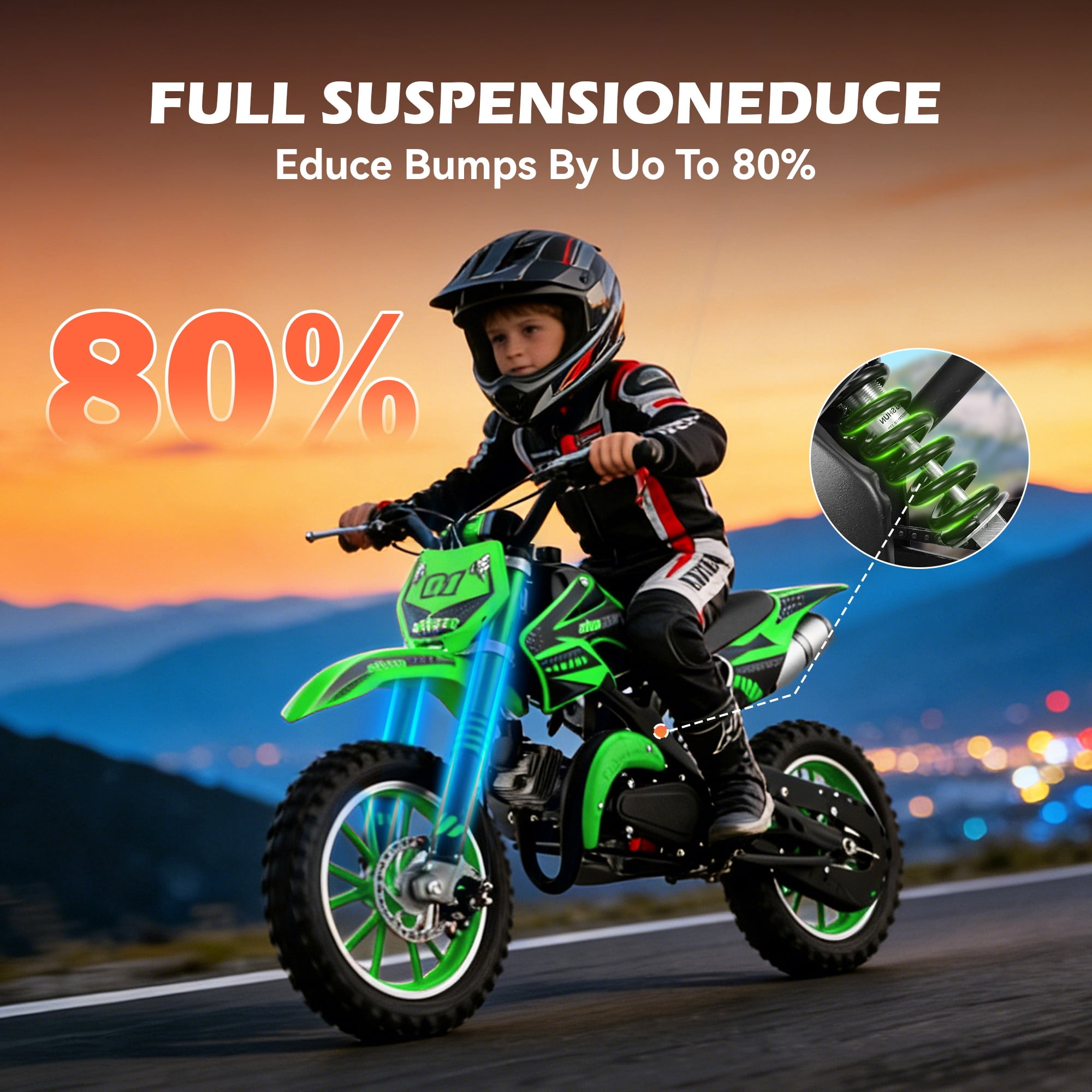 Gpower 49cc Dirt Bike for Kids 6-15,2-Stroke Gas Powered Mini Dirt Bike,1.5L Fuel Capacity,1-Seater,Green