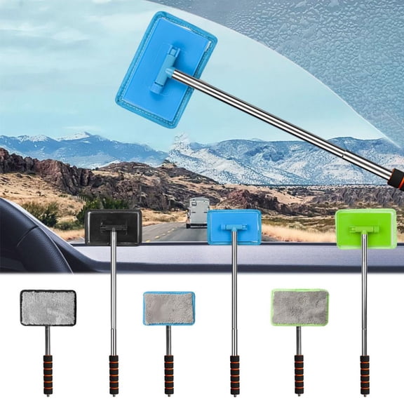 Outoloxit Retractable Car Windshield Cleaner with Microfiber Pads - All-Purpose Window Defogging Tool for Auto and Home Glass Cleaning