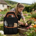 thumbnail image 4 of Orange Gardening Tool Storage Bag Multi Pocket Tote Organizer For Garden Tools Accessories Not Included, 4 of 7