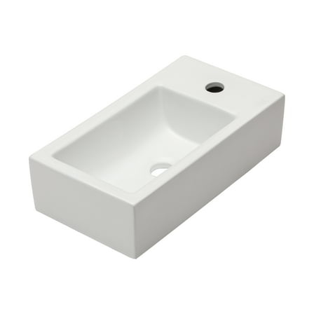 Bathroom Vessel Sink Wall Mount Rectangular Corner Sink in White Ceramic