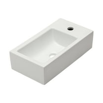 Bathroom Vessel Sink Wall Mount Rectangular Corner Sink in White Ceramic