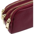 thumbnail image 2 of LAICAIW Mini Coin Purse Three Zipper Faux Leather Small Wallet Change Pouch Square Card Holder Purse,Rose Purple, 2 of 6