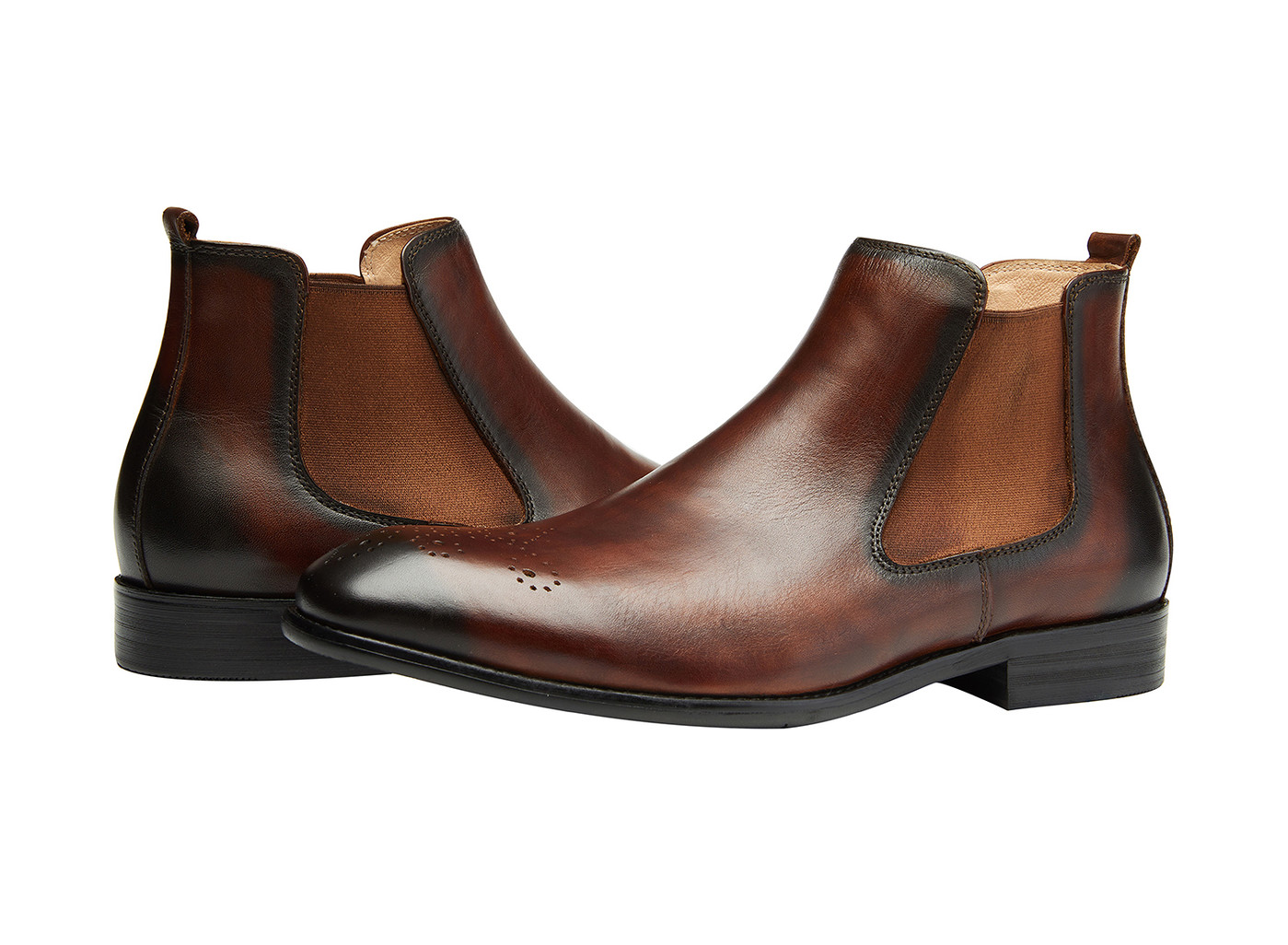 Santimon Men Genuine Leather Chelsea Boots Brogue Chukka  display picture 1