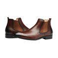 thumbnail image 2 of Santimon Men Genuine Leather Chelsea Boots Brogue Chukka Boots Casual Ankle Boots Brown 9.5 US, 2 of 7