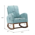 thumbnail image 5 of Living Room Rocking Chair, Modern Fabric Upholstered Leisure Rocker Chair with High Backrest & Cozy Armrest, Solid Wood Single Glider Accent Arm Chair for Living Room Bedroom Nursery, Light Blue, 5 of 7