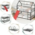 thumbnail image 4 of Kacho Bunk Bed with Slide Twin Over Twin, Metal House Bunk Bed for Kids, Floor Bunk Bed with Ladder and Full-Length Guardrails, Bed for Bedroom Dorm Childroom, No Box Spring Needed, Red, 4 of 7