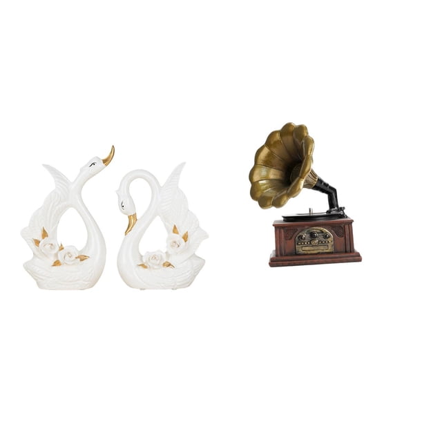 Estatuas de cisnes,Estatua de cisne de cerámica Escultura de mesa de cisne Elegante,Estatua vintage,Estatua vintage de resina,figura artesanal,Escultura coleccionable,adorno artesanal de