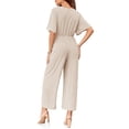 thumbnail image 4 of Summer V-neck Womens Wide Leg Jumpsuits Short Sleeve Tie Knot Front Long Romper, 4 of 6