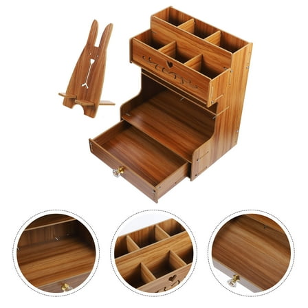 HEMOTON Multifunctional Desk Storage Box for Stationery with Compartments in Assorted Color and Synthetic Material