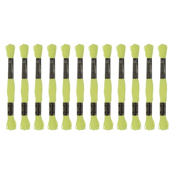 12 Skeins Embroidery Floss 8.75yds(8m) Egyptian Cotton Cross Stitch Thread, Green-yellow(6012)