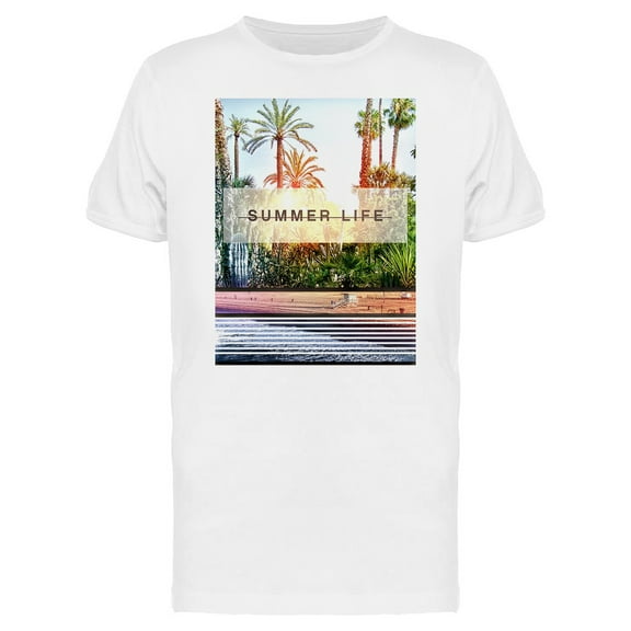 Palms Summer Life Typography T-Shirt Men -Image by Shutterstock, Male Medium