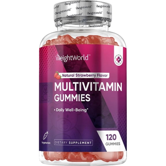 WeightWorld Adult Multivitamin Gummies for Women & Men of All Age - Halal-Suitable with Key Ingredients Like Vitamin A, C, D3, B6, B12 & Biotin - 50  Mens & Womens Multivitamin Gummies - 120 Ct