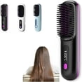 thumbnail image 1 of JUNWELL Numoya Portable Straightener Brush -  Fast Heating Cordless Mini Hair Straightener Brush  3 Temp-Settings，Straightener Rechargeable & Cordless Mini Hair Straightener Comb (Black, 1 of 8
