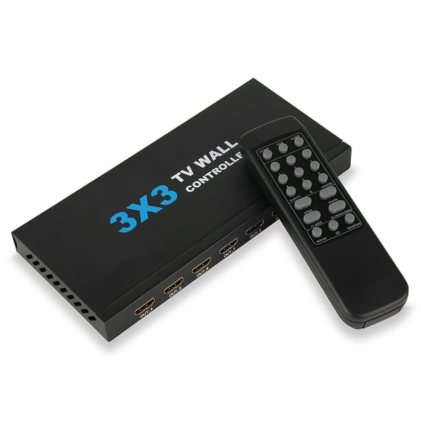 Controlador de vídeo 4K 3x3 9 pantalla HDMI TV empalmador de pared 3x4/4x3/4x4 (enchufe de EE. UU.)