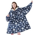 thumbnail image 5 of PAVILIA Blanket Hoodie for Women Blue, Sherpa Wearable Blanket Men, Cozy Oversized Sweatshirt Blanket, Warm Fleece Hooded Blanket Sweater with Sleeves and Giant Pocket, Blue Snowflake, 5 of 8