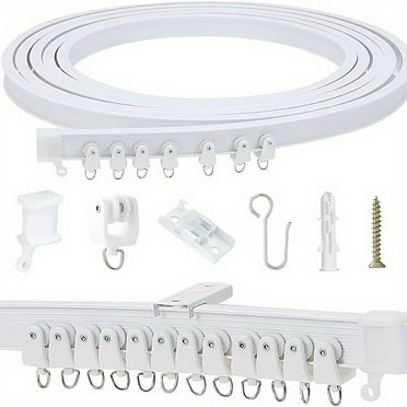 Flexible Bendable Ceiling Curtain Track, 1m (3.28ft), Ceiling Track Ceiling Mount, for Curtain Track with Track Curtain System, RV Curtain Spacer, Curtain Ceiling Track Includes 8 Rollers 3 Brackets