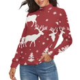 thumbnail image 2 of Christmas Deer Tree Women's Turtleneck Sweater Long Sleeve Ribbed Fitted Turtle Neck Casual Fall Winter Collection Top 2XL, 2 of 4