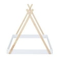 thumbnail image 5 of Full Floor Bed with Triangle Structure, Solid Wood Montessori Bed Frame without Slats, Full Size Tent Bed for Boys Girls Teens, Can Be Decorated, White+Natural, 5 of 6