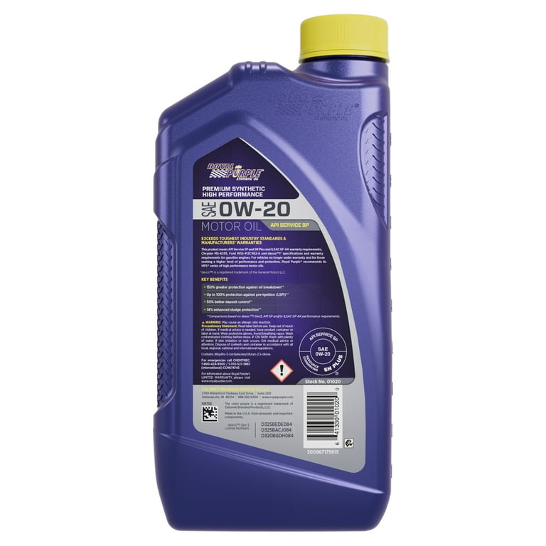 Royal Purple High Performance 0W-20 Synthetic Motor Oil, 1 Quart
