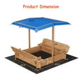 thumbnail image 3 of Wooden Sandbox with Lid＆Cover, Outdoor Sand Box with 2 Bench Seats, Bottom Liner, Adjustable Height & Rotatable Canopy for Ages 3-8, Spacious Kids Sand Pit for Beach, Patio, Backyard(47x47in), 3 of 9