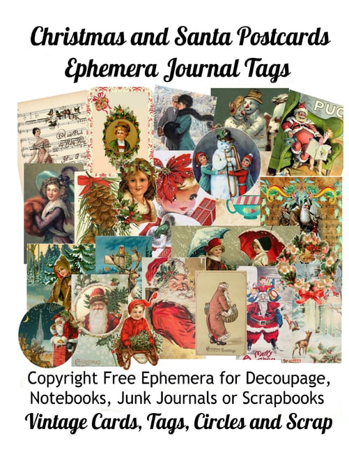 Antique greeting card Vintage xmas post cards in sleeves Christmas ephemera for junk journaling and mixed media Seasonal Holidays 5 pcs