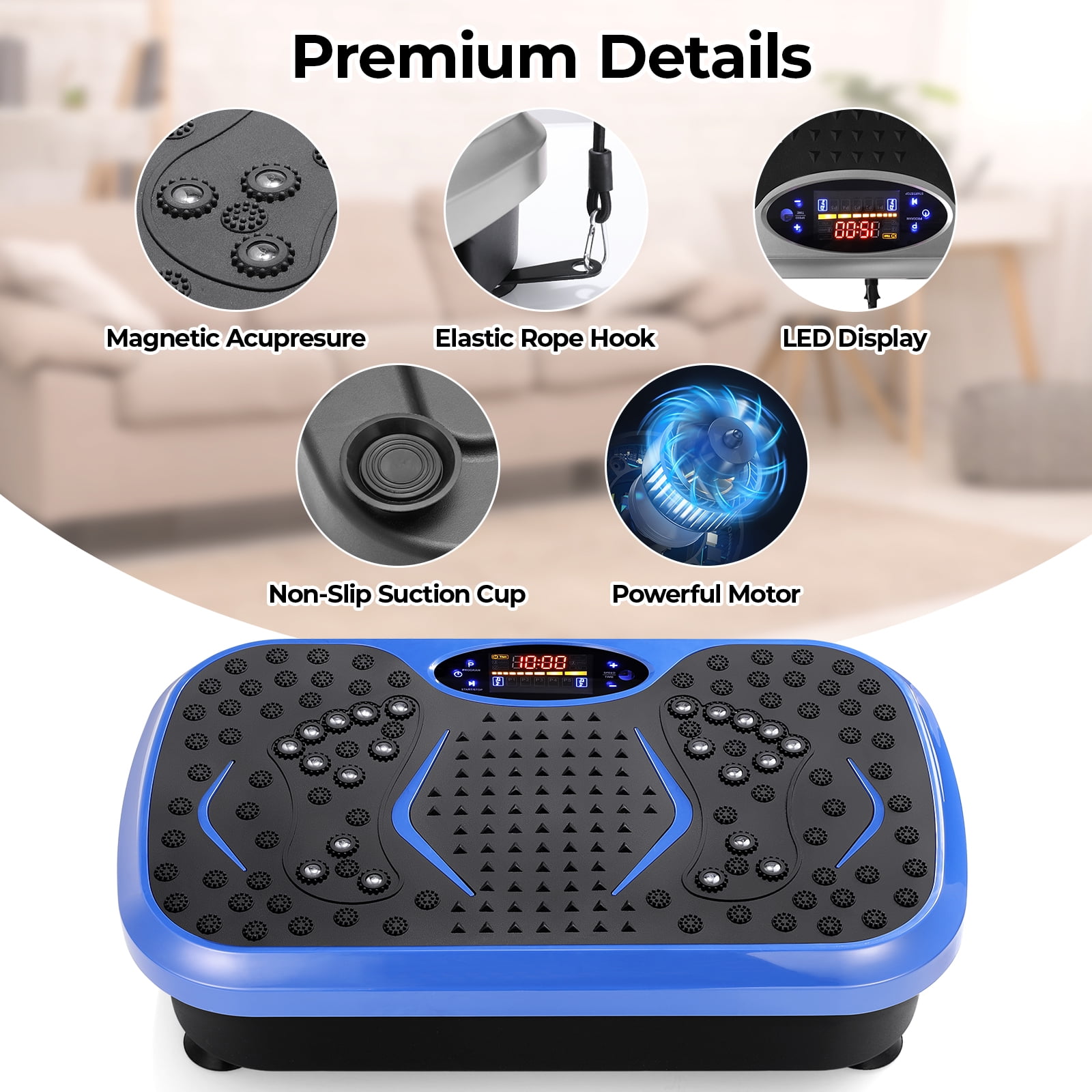 TLSUNNY 3D Vibration Plate Machine, Full Body Workout Platform w/ Remote Control & Resistance Bands for Home Fitness