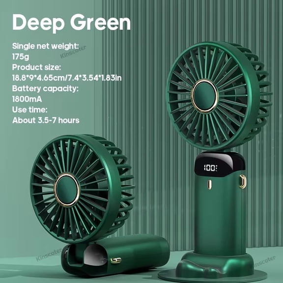 Handheld Mini Fan Foldable Portable Neck Hanging Fans 5 Speed USB Rechargeable Fan with Phone Stand and Display Screen 1800mAh