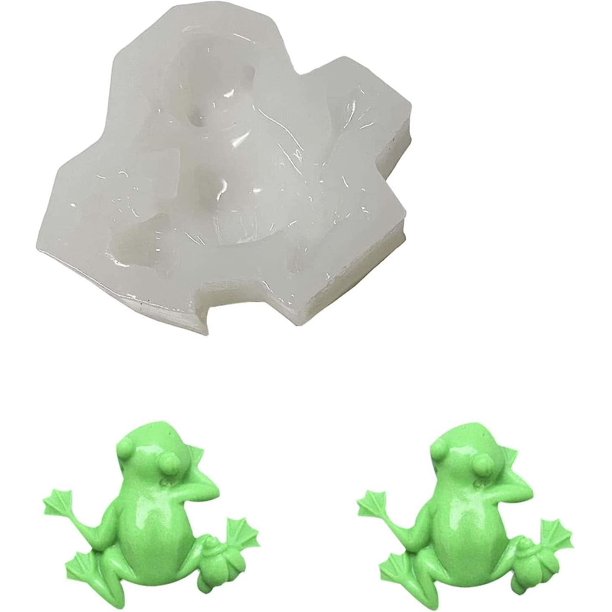 Szecl Molde de rana 3d para fundición de resina Moldes de animales Colgante de conejo de silicona Molde de resina Etiqueta de equipaje Llavero Molde Arcilla polimérica Diy Hnadamde Joyería artesa