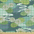 thumbnail image 2 of Ambesonne Floral Fabric by the Yard Upholstery, Water Lilies on Wetlands, 1 Yard, Multicolor, 2 of 5