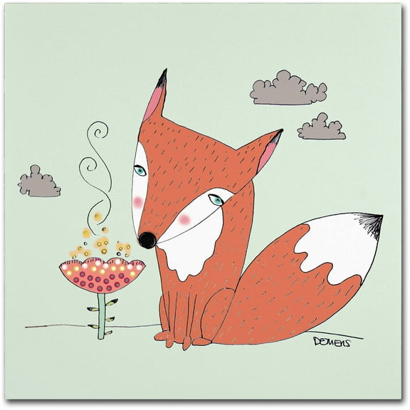 Trademark Fine Art "Un Renard Dans La Cours" Canvas Art by Sylvie Demers