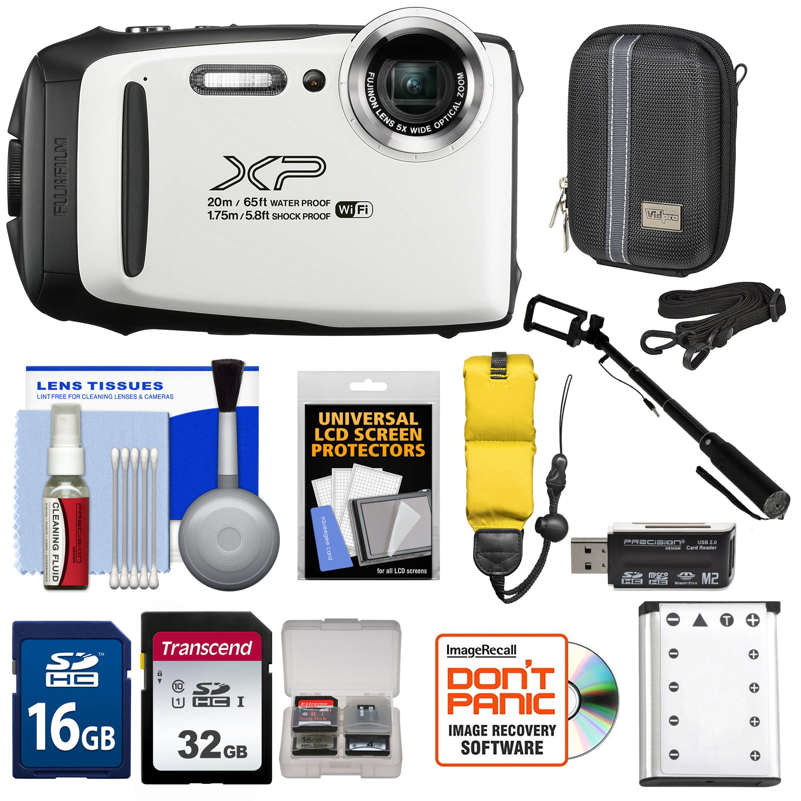 bijnaam grijnzend kompas Fujifilm FinePix XP130 Shock + Waterproof Wi-Fi Digital Camera (White) with  32GB Card + Battery + Cases + Float Strap + Selfie Stick + Kit - Walmart.com
