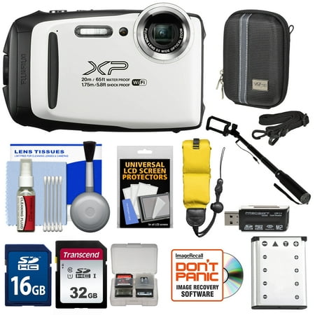Fujifilm FinePix XP130 Shock + Waterproof Wi-Fi Digital Camera (White) with 32GB Card + Battery + Cases + Float Strap + Selfie Stick +