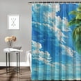 thumbnail image 2 of Orinice Palm Tree Clouds Blue Sky Bathroom Decor Set with Hooks | Multi-Size Colorful Luxurious Polyester Fabric Shower Curtain Set 69x72, 2 of 7