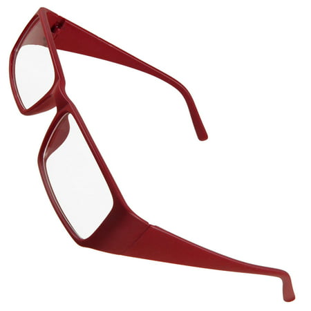Women Red Plastic Full Frame Clear Lens Plano Eyewear Glasses