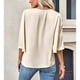 thumbnail image 4 of Camisa de Mujer Campana Media Manga Cuello en V Color Puro Camisa Suelta Informal Tops para Compras Fecha Oficina Fiesta Albaricoque Claro M, 4 of 8