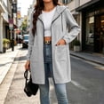 thumbnail image 2 of Axdhxbd Women's Long Zip Up Hoodies Solid Color Fleece Long Sleeve Outwear Drawstring Hooded Sweatshirts Fall Winter Jacket Coat with Pockets Gray 2XL, 2 of 9