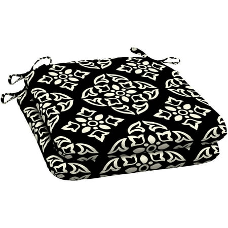 Patio Furniture Pads Better Homes & Gardens Black and White Medallion Outdoor Patio Wrought Iron Seat Pad, Set of Two, 19