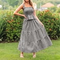 thumbnail image 5 of KDDYLITQ 2 Piece Sets for Women Summer Plaid Sleeveless Ruffle Hem Tops Flowy Skirts Matching Casual Outfits with Pockets Black XL, 5 of 7