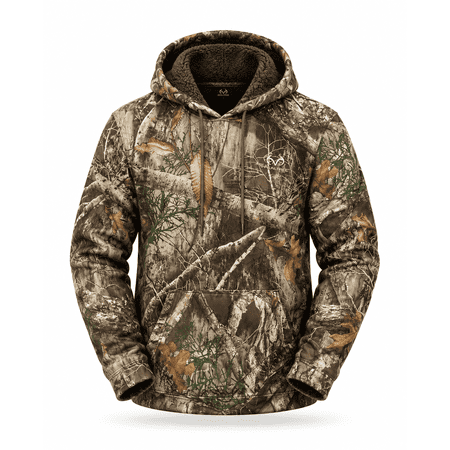 Realtree EDGE Camo Hunting Hoodie | High Pile Pullover for Men and Women M