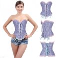 thumbnail image 4 of DODOING Women Satin Lace Sexy Bustier Corset Basque Lace Up Lingerie G-string Set S-6XL, 4 of 6