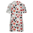 thumbnail image 6 of yoeyez Womens Pajama Silk Satin Pajamas Set Love Heart Printed Sleepwear 2 Piece Sets Button Down Short Sleeve Tops and Shorts Pjs Set Loungewear Gray L, 6 of 6