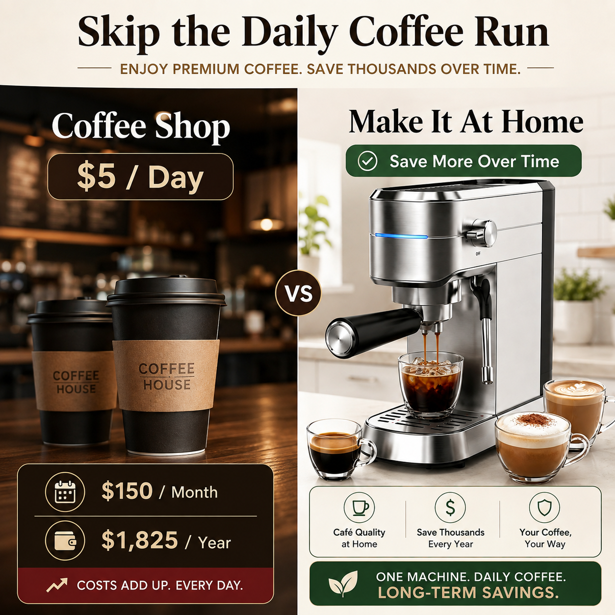 Nicwin 15-Bar Espresso Machine With Milk Frother & Steam Wand photo 2