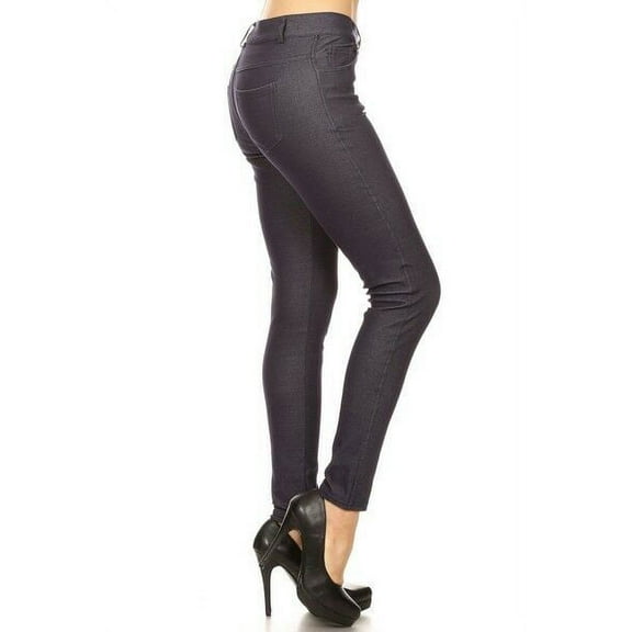 Yelete Women's Cotton-Blend 5-Pocket Skinny Jegging Navy - Women's Medium