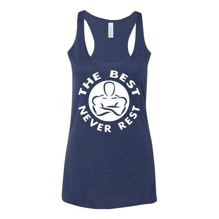 Women's The Best Never Rest C6 Navy Triblend Racerback Tank Top X-Large (The Best Never Rest Landscaping)