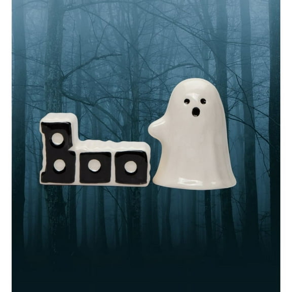 Ceramic Halloween Ghost Boo Salt and Pepper Shakers